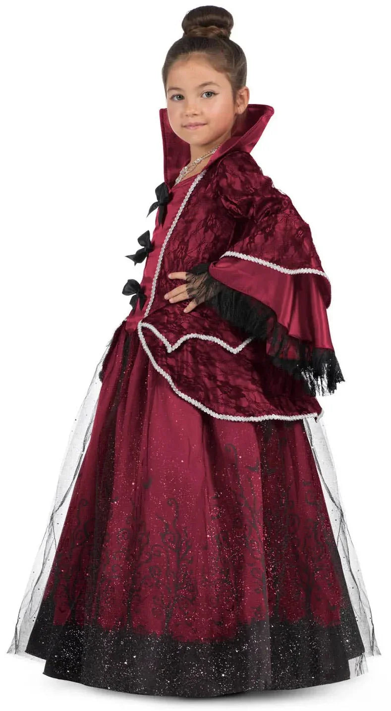 Disfraz de Condesa Vampira Granate para Niña Vampiros y vampiresas Viving